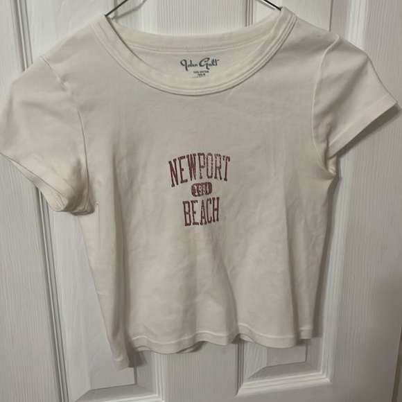 Brandy Melville Tops - Brandy Melville - John Galt one size white “Newport beach” crop top 🤍❤️